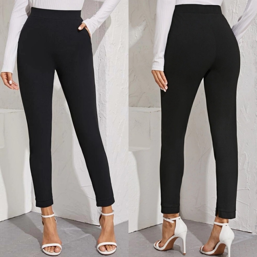 Tailored skinny cut pants pockets high rise black - Picture 2 of 3